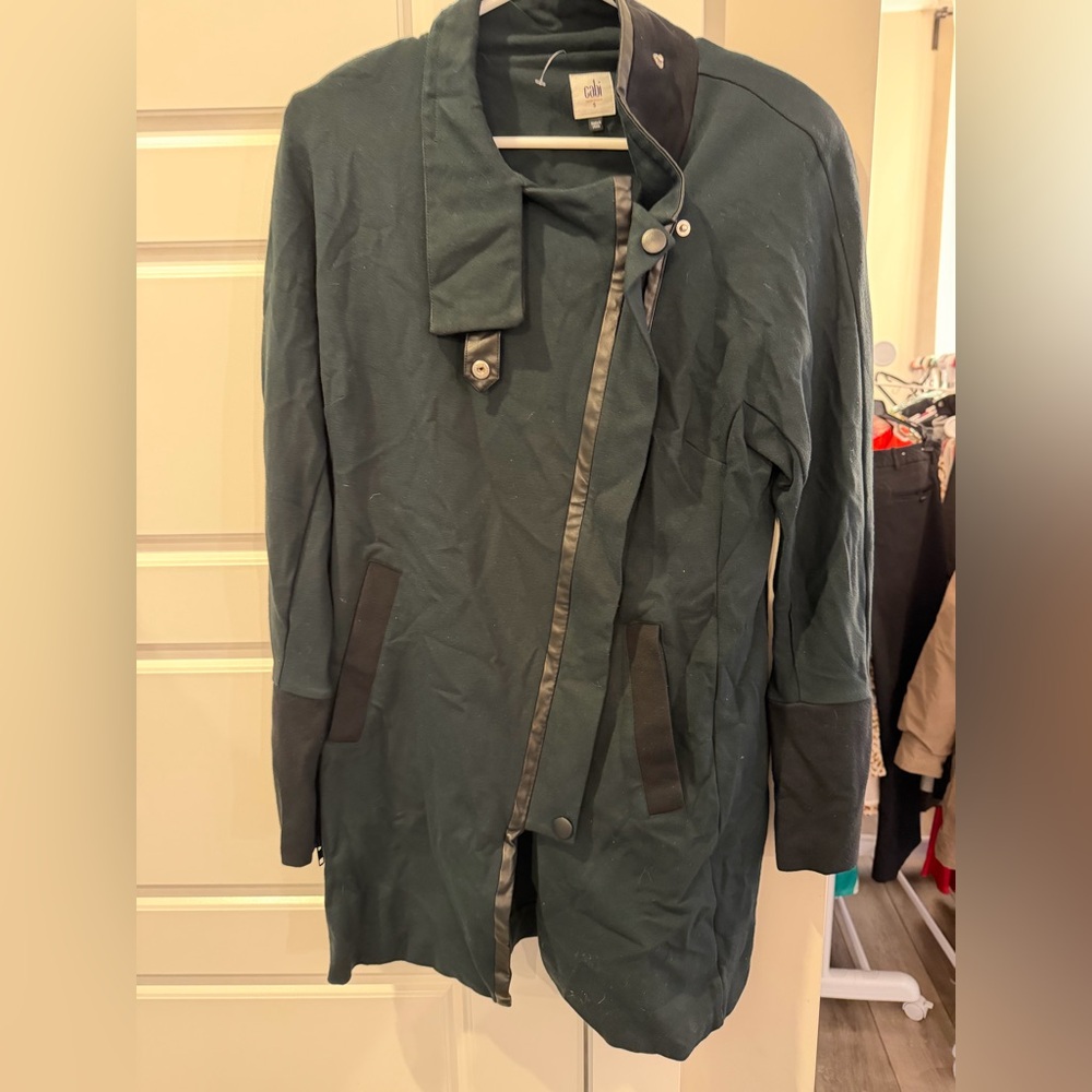 CAbi Black Asymmetrica Coat with Funnel Neck size s - Picture 2 of 3